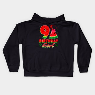 9th Watermelon Themed Fruit Birthday Girl Party Kids Hoodie